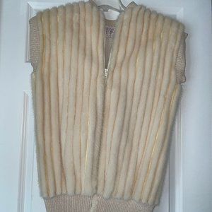 Vintage John Galanos cream vanilla ivory fur vest Bergdorf Goodman EUC Small
